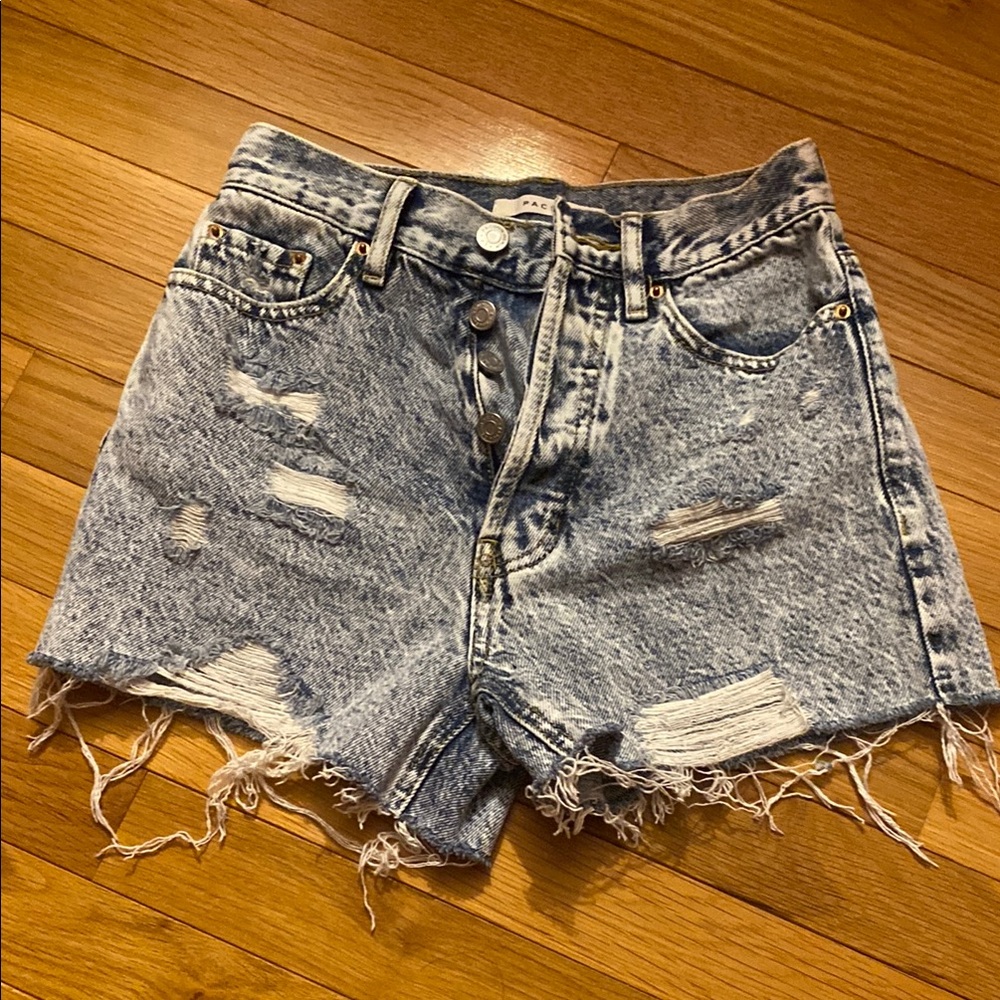 Acid Wash Distressed Denim Shorts